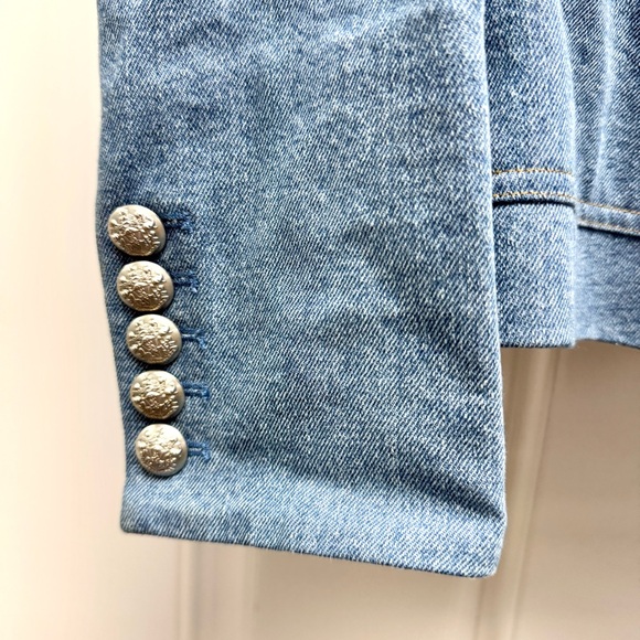 Veronica Beard Miller Dickey Jacket Light Blue Denim Blazer with Silver Buttons - Picture 10 of 14